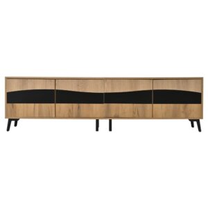 Wohnli Möbelsuche - TV-Schrank mit 4 Türen Symmetrisch 180 cm Spanplatte Natur/Schwarz