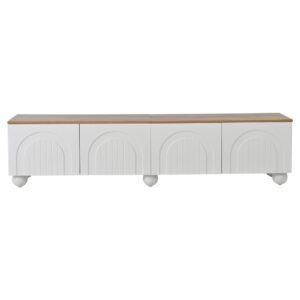 Wohnli Möbelsuche - TV-Schrank mit 4 Türen und 6 Metallbeinen 180 cm Weiß+Eiche