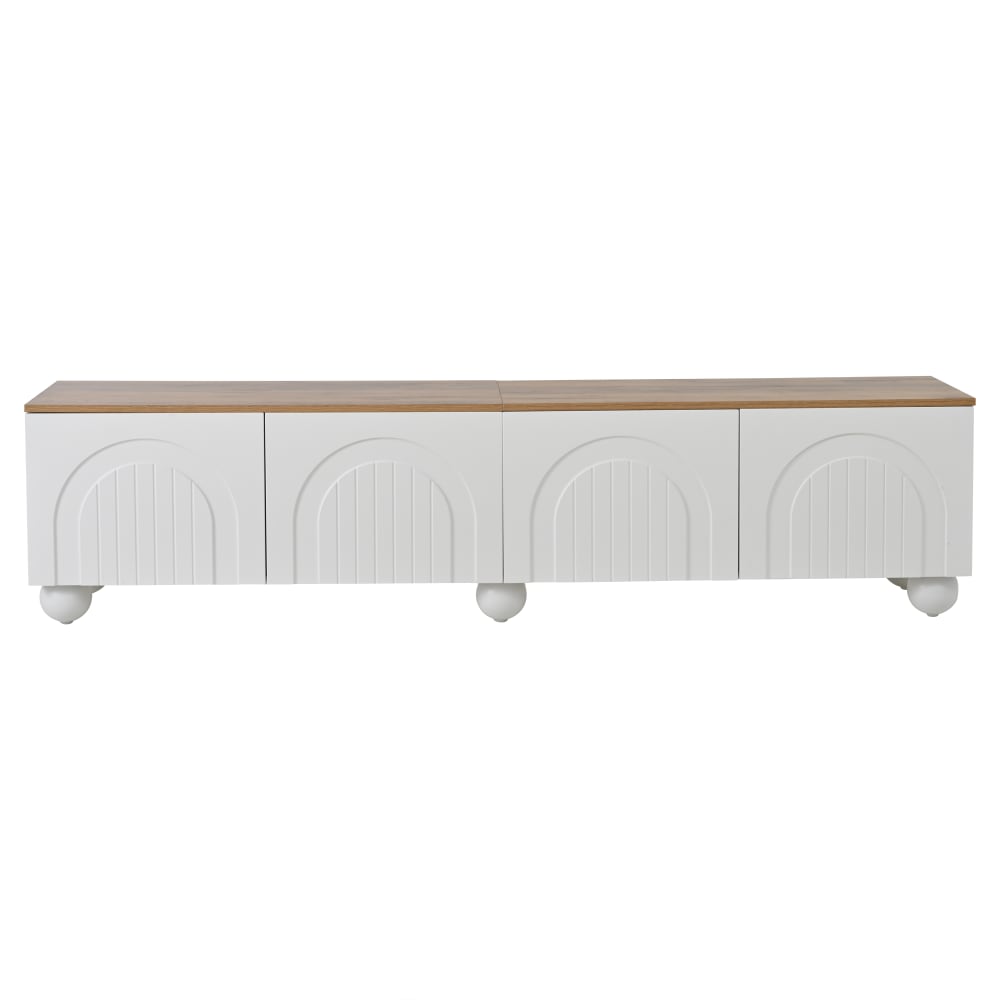 wohnli-moebel-suche-M26085727 Wohnli Möbelsuche - TV-Schrank mit 4 Türen und 6 Metallbeinen 180 cm Weiß+Eiche