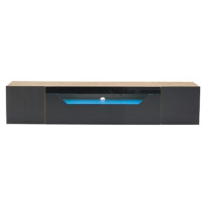 wohnli-moebel-suche-M26085740 Wohnli Möbelsuche - Hänge-TV-Schrank mit LED und 3 Fächern 180 cm Schwarz+Natur