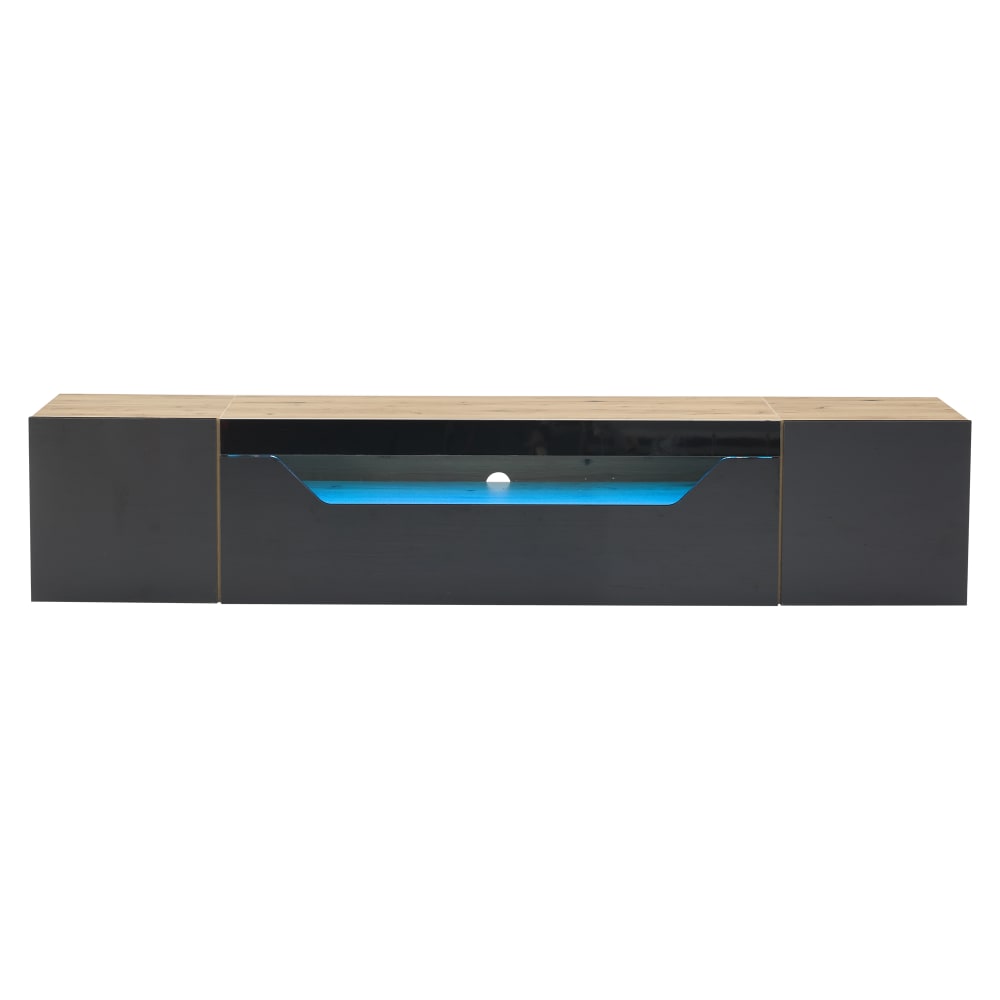 wohnli-moebel-suche-M26085740 Wohnli Möbelsuche - Hänge-TV-Schrank mit LED und 3 Fächern 180 cm Schwarz+Natur