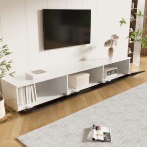 wohnli-moebel-suche-M26085741-1 TV-Schrank mit LED und 3 Türen 180 cm Schwarz-Weiß 180x30x35cm Spanplatte Schwarz MODFU Möbel Wohnzimmermöbel TV-Möbel