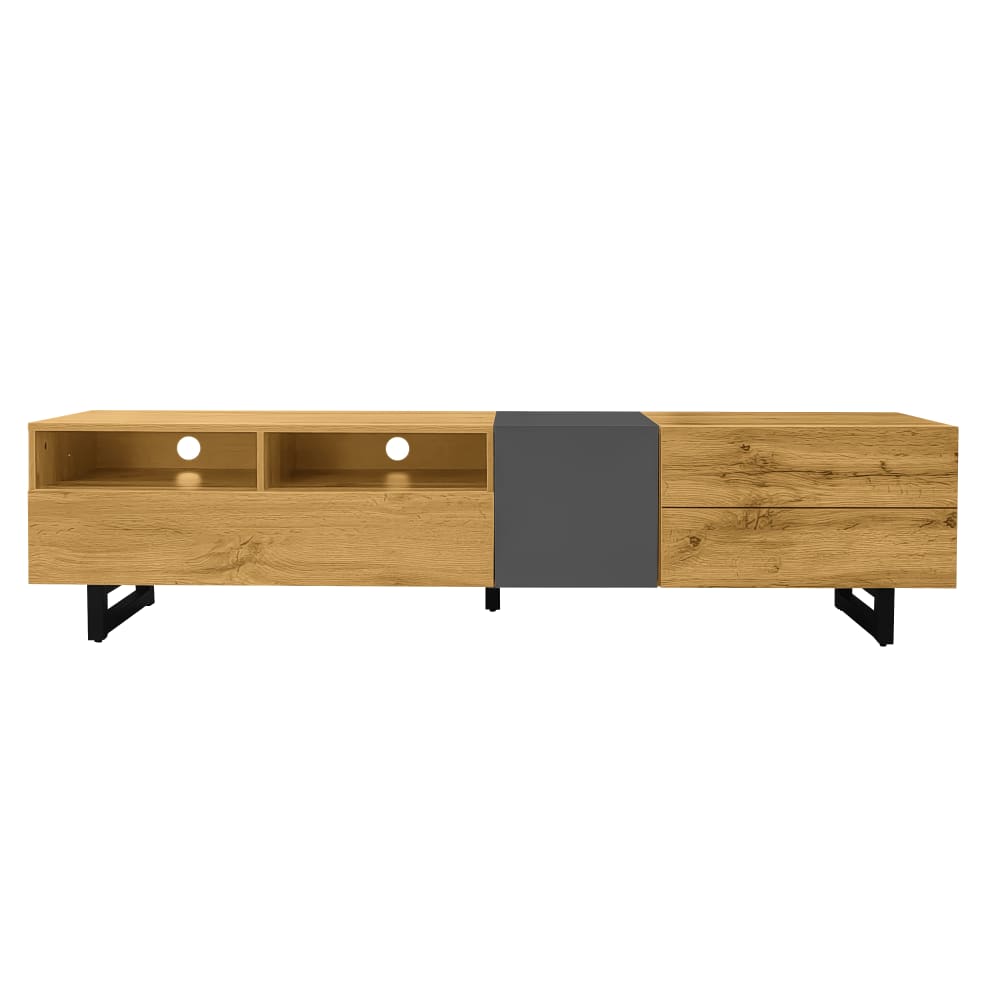 wohnli-moebel-suche-M26085742 Wohnli Möbelsuche - TV-Schrank mit 3 Türen und 2 Fächern 170 cm Dunkelgrau/Natur