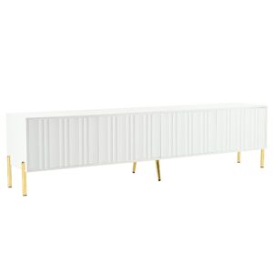 Wohnli Möbelsuche - TV-Schrank mit 4 Türen und Goldbeinen 190 cm Weiß