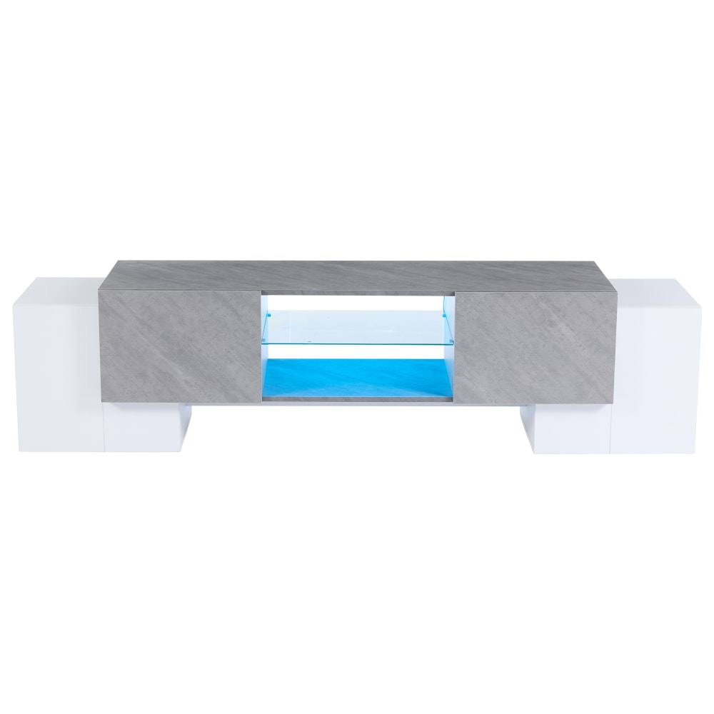 wohnli-moebel-suche-M26085750 Wohnli Möbelsuche - TV-Schrank mit LED und 4 Türen 180x40 cm Weiß/Grau