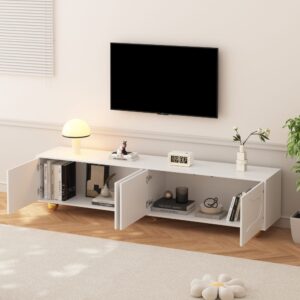 TV-Schrank mit 4 Türen in Wolkenform 180 cm Weiß 180x45x40cm Spanplatte Weiß MODFU Möbel Wohnzimmermöbel TV-Möbel