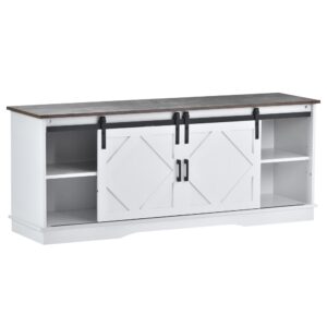 wohnli-moebel-suche-M26085764 Wohnli Möbelsuche - TV-Schrank mit Schiebetüren und Regalen 150 cm Braun Weiß