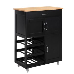 Wohnli Möbelsuche - Küchenwagen mit einer schublade schwarz 67x38x87cm modern