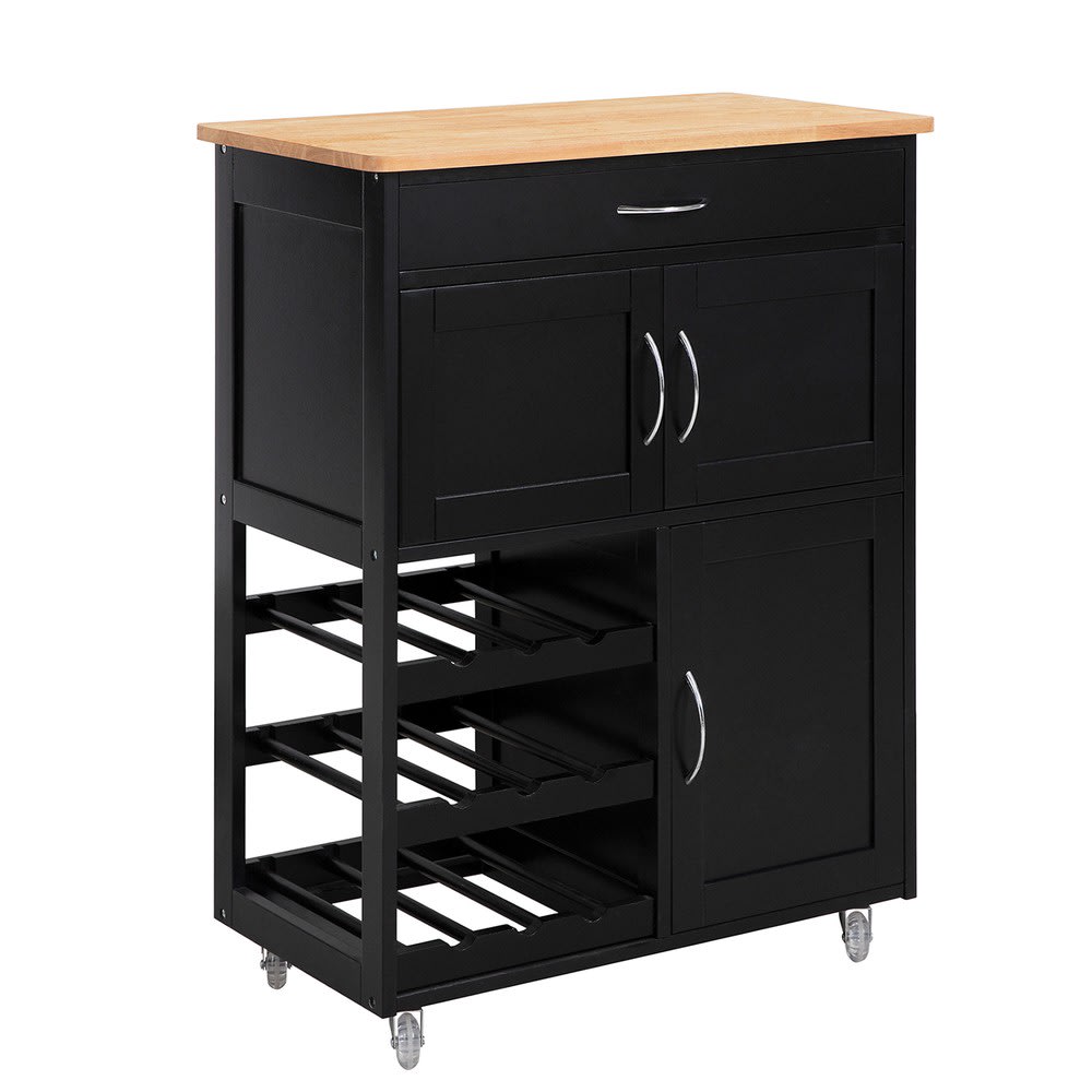 wohnli-moebel-suche-M26085781 Wohnli Möbelsuche - Küchenwagen mit einer schublade schwarz 67x38x87cm modern
