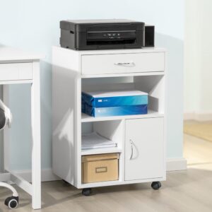 wohnli-moebel-suche-M26085792-1 Druckertisch mit Schublade und Tür Holz Weiß 50x75x40cm Holz Weiß SoBuy Möbel Büromöbel