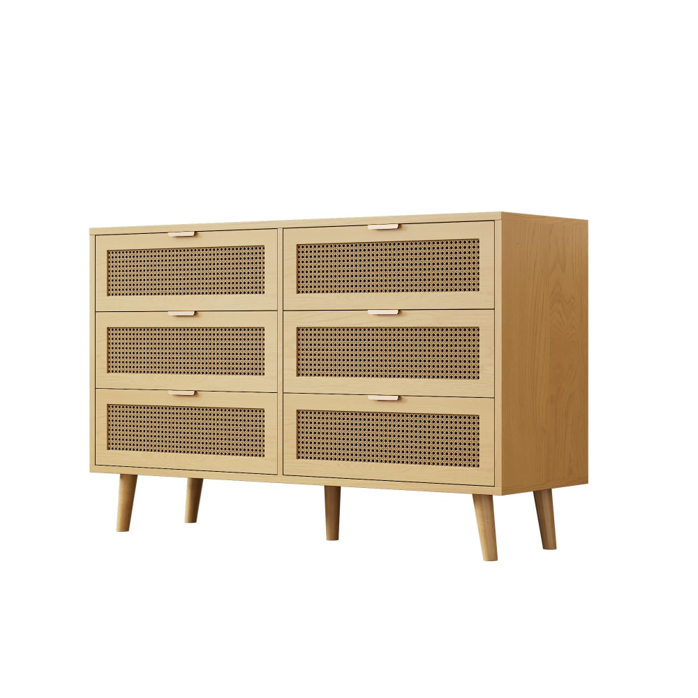 wohnli-moebel-suche-M26085842 Wohnli Möbelsuche - Sideboard in Holz- und Rattanoptik mit 6 Schubladen