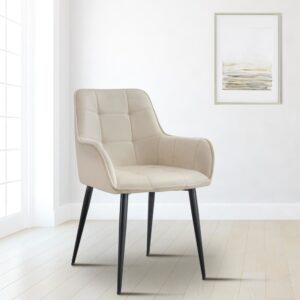 wohnli-moebel-suche-M26086467-1 Esszimmerstuhl Ferndale mit Samtbezug gepoltert Kunststoff creme 62x86x58cm Harz Beige CLP Möbel Esszimmermöbel Stühle