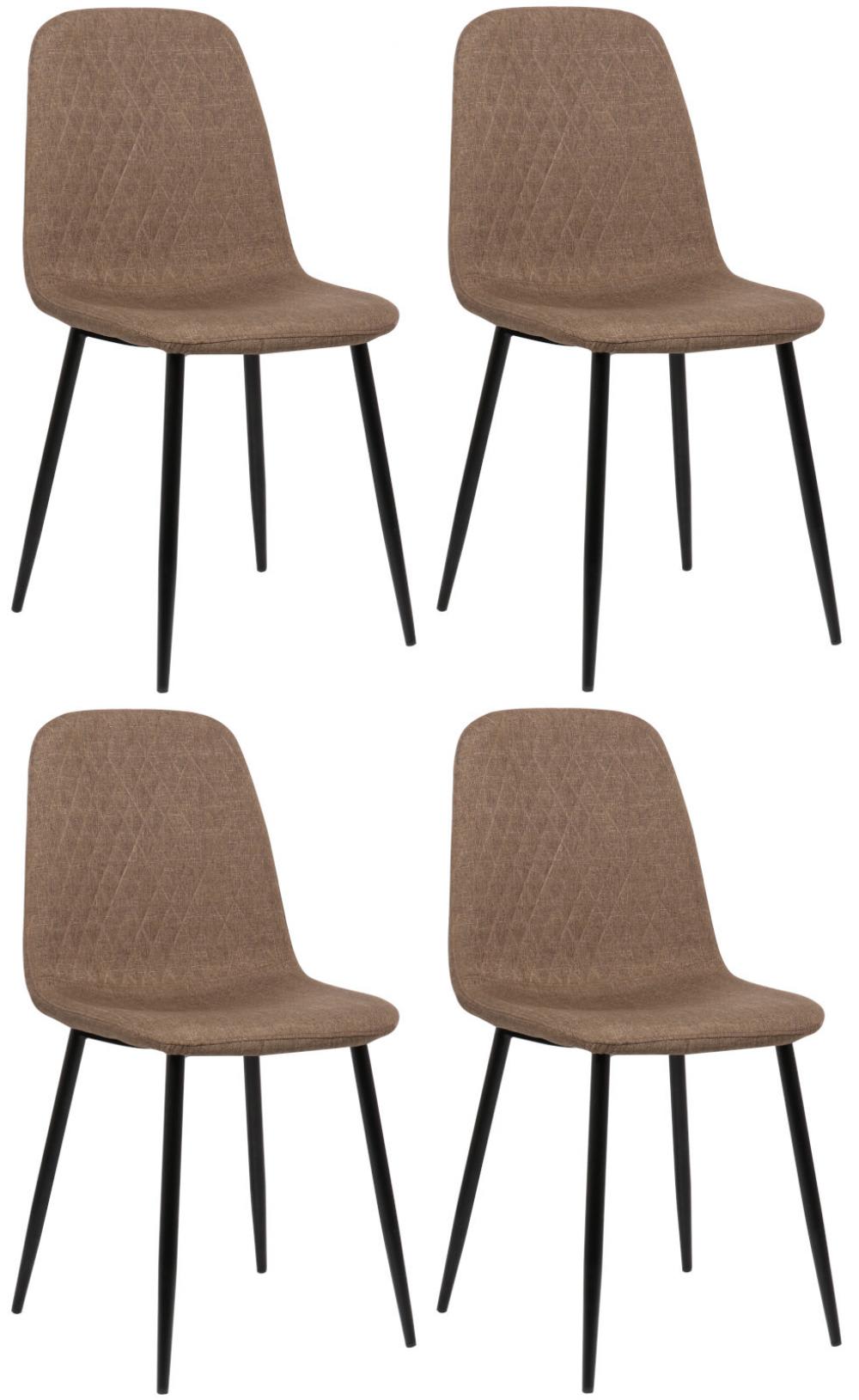 Wohnli Möbelsuche - 4er Set Stühle gepolstert Metall-gestell Stoff braun