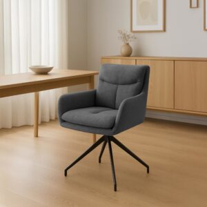 wohnli-moebel-suche-M26086520-1 Esszimmerstuhl mit Füßen aus Metall und Sitz aus Stoff dunkelgrau 62x83x57cm Stoff Grau CLP Möbel Esszimmermöbel Stühle