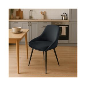 wohnli-moebel-suche-M26086541-1 Esszimmerstuhl mit Füßen aus Metall und Sitz aus Samt schwarz 53x86x50cm Samt Schwarz CLP Möbel Esszimmermöbel Stühle