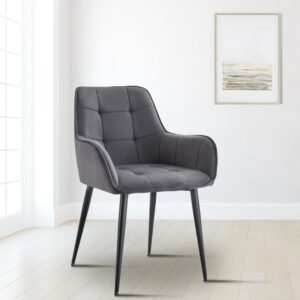 wohnli-moebel-suche-M26086725-1 Esszimmerstuhl Ferndale mit Samtbezug gepoltert Kunststoff dunkelgrau 62x86x58cm Harz Grau CLP Möbel Esszimmermöbel Stühle