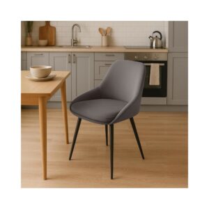 wohnli-moebel-suche-M26086827-1 Esszimmerstuhl mit Füßen aus Metall und Sitz aus Samt anthrazit 53x86x50cm Samt Grau CLP Möbel Esszimmermöbel Stühle