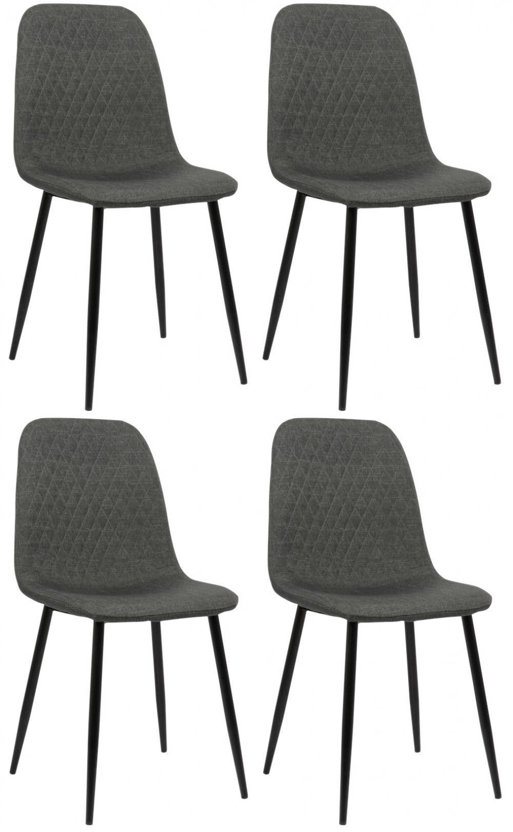 wohnli-moebel-suche-M26086920 Wohnli Möbelsuche - 4er Set Stühle gepolstert Metall-gestell Stoff dunkelgrau