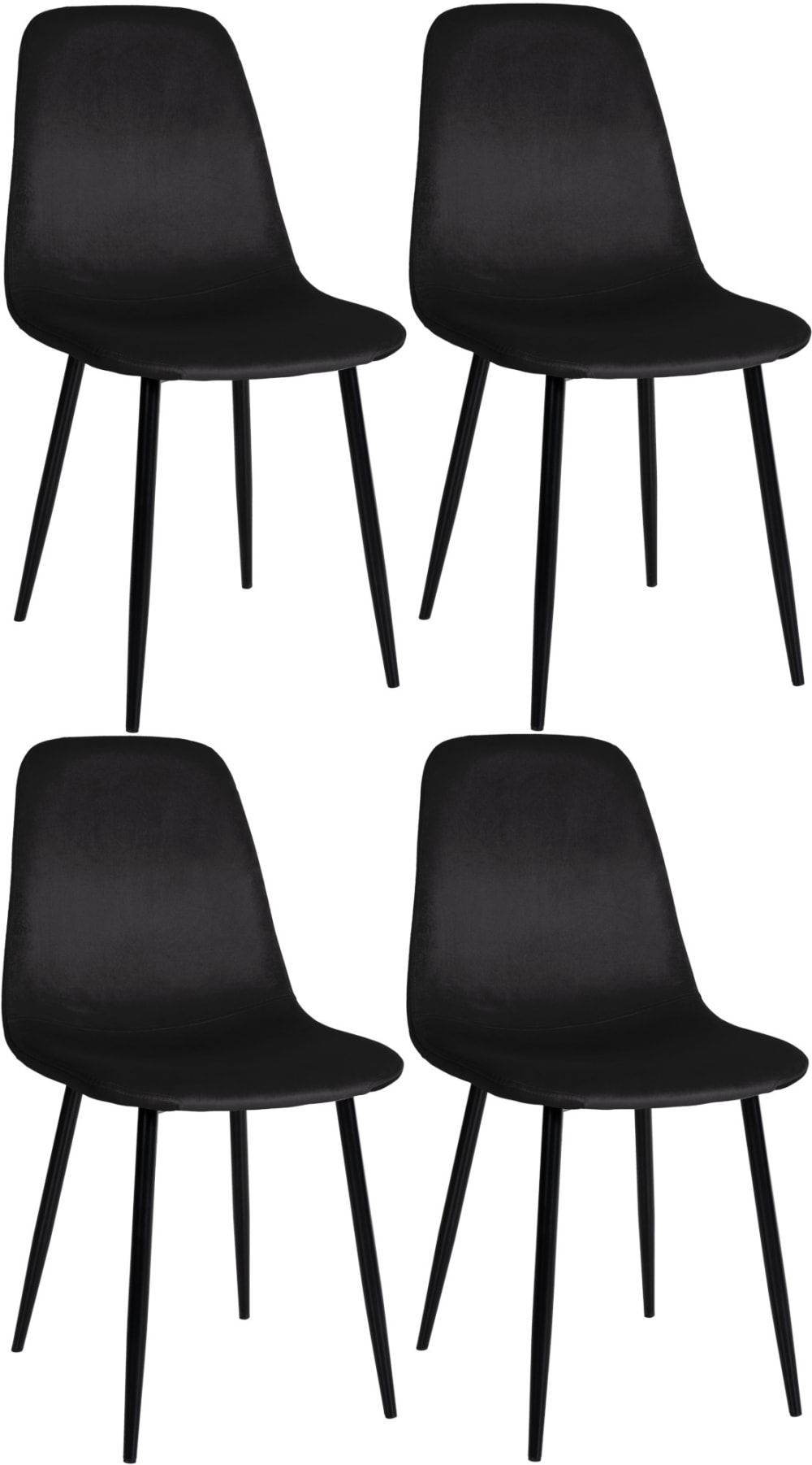 wohnli-moebel-suche-M26086924 Wohnli Möbelsuche - 4er Set Sühle mit Metallgestell und Sitz aus Samt schwarz