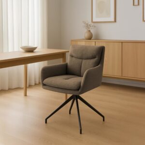wohnli-moebel-suche-M26086928-1 Esszimmerstuhl mit Füßen aus Metall und Sitz aus Stoff braun 62x83x57cm Stoff Braun CLP Möbel Esszimmermöbel Stühle