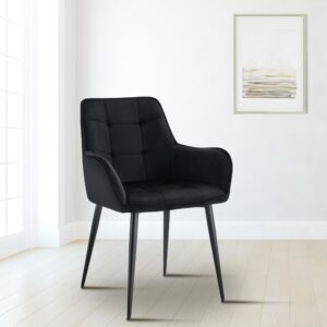 wohnli-moebel-suche-M26086941-1 Esszimmerstuhl Ferndale mit Samtbezug gepoltert Kunststoff schwarz 62x86x58cm Harz Schwarz CLP Möbel Esszimmermöbel Stühle