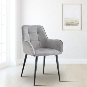 wohnli-moebel-suche-M26086968-1 Esszimmerstuhl Ferndale mit Samtbezug gepoltert Kunststoff hellgrau 62x86x58cm Harz Grau CLP Möbel Esszimmermöbel Stühle