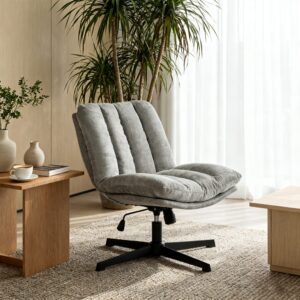 wohnli-moebel-suche-M26087046-1 Sessel drehbar höhenverstellbar Chenille-Stoff grau 63x85x73cm Stoff Grau Meubles Cosy Sofas und Sessel Sessel, Poufs und Fußbänke Sessel