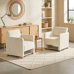 wohnli-moebel-suche-M26087050-1 2er-Set Cord-Sessel mit Aufbewahrungstaschen – Beige 66x76x73cm Stoff Beige Meubles Cosy Sofas und Sessel Sessel, Poufs und Fußbänke Sessel