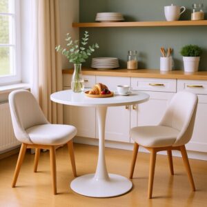 wohnli-moebel-suche-M26087057-1 Runder Esstisch für 4 Personen weiß Industriestil 80x73x80cm Holz Weiß Meubles Cosy Möbel Esszimmermöbel Esstische