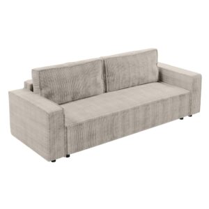 Wohnli Möbelsuche - 3-Sitzer-Sofa mit Schlaffunktion und Bettkasten aus Cord in Beige