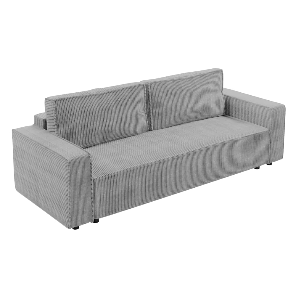 wohnli-moebel-suche-M26087612 Wohnli Möbelsuche - 3-Sitzer-Sofa mit Schlaffunktion und Bettkasten aus Cord in Hellgrau