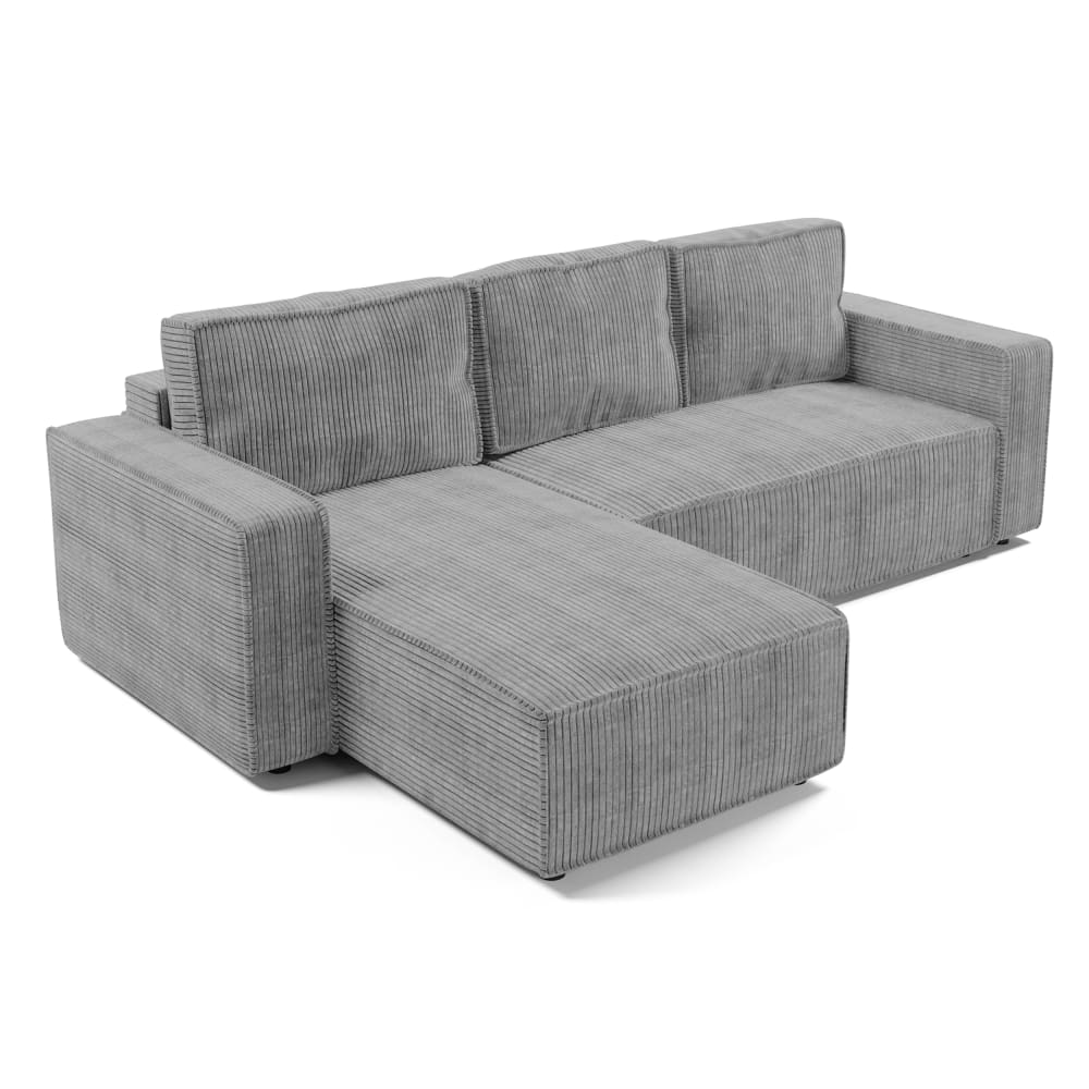 wohnli-moebel-suche-M26088538 Wohnli Möbelsuche - Ecksofa mit Schlaffunktion - Reversible Corner aus Cord in Hellgrau