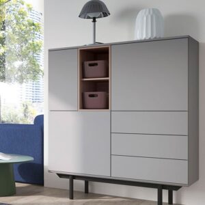Highboard Inox aus Holz 100x40x121cm grau / Jackson Hickory 40x121x100cm Spanplatte Grau Feldmann-Wohnen Möbel Schlafzimmermöbel Kommoden