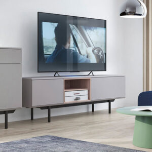 wohnli-moebel-suche-M26088685-1 Lowboard Inox mit Türen 175x40x54cm grau / Jackson Hickory 40x54x175cm Spanplatte Grau Feldmann-Wohnen Möbel Wohnzimmermöbel TV-Möbel