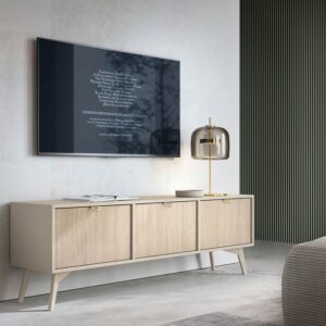 wohnli-moebel-suche-M26088694-1 Lowboard Forest mit Klappen beige / Herringbone Skandi 158x38x52cm 38x52x158cm Spanplatte Beige Feldmann-Wohnen Möbel Wohnzimmermöbel TV-Möbel
