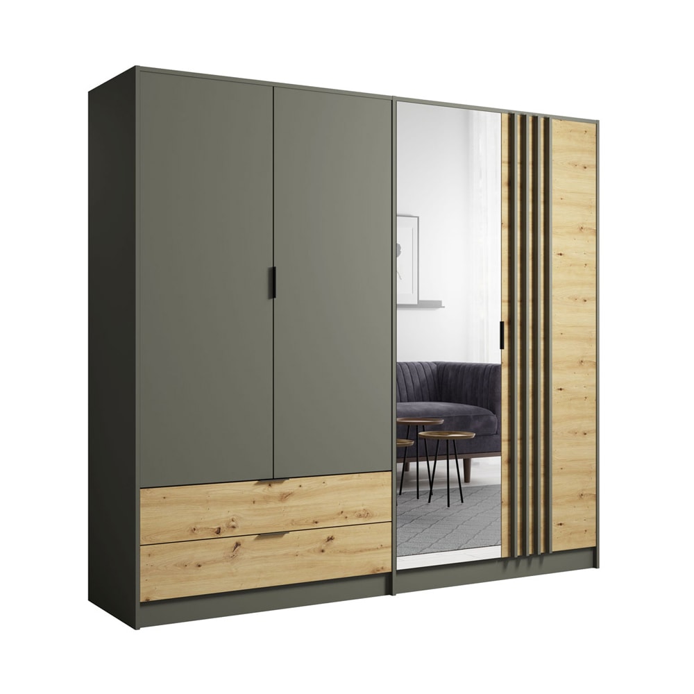 wohnli-moebel-suche-M26088722 Wohnli Möbelsuche - Kleiderschrank Rodgau mit Türen und Schubladen 220x55x202