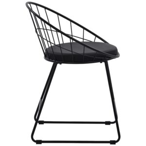 wohnli-moebel-suche-M26089654-1 Set aus 2 Stühlen aus schwarzem Metall mit schwarzem Kissen 50x72x58cm Stahl Schwarz Happy Garden Möbel Esszimmermöbel Stühle