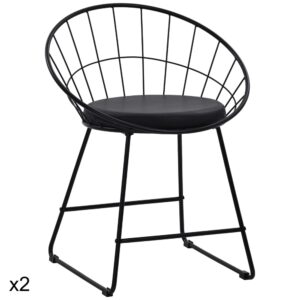 wohnli-moebel-suche-M26089654 Wohnli Möbelsuche - Set aus 2 Stühlen aus schwarzem Metall mit schwarzem Kissen