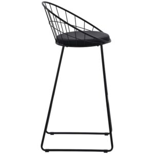 wohnli-moebel-suche-M26089659-1 Set aus 2 Barhockern 75 cm aus schwarzem Metall mit schwarzem Kissen 47x97x54cm Stahl Schwarz Happy Garden Möbel Esszimmermöbel Barhocker