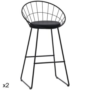 wohnli-moebel-suche-M26089659 Wohnli Möbelsuche - Set aus 2 Barhockern 75 cm aus schwarzem Metall mit schwarzem Kissen