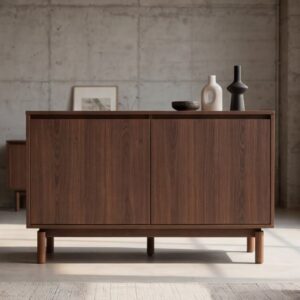 Dunkler Holz-Buffetschrank mit 2 Türen 120 cm 120x75x40cm Spanplatte Braun Happy Garden Möbel Esszimmermöbel Sideboards, Highboards & niedrige Anrichten