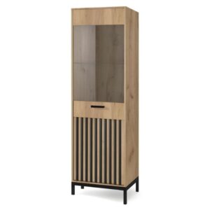 wohnli-moebel-suche-M26090016 Wohnli Möbelsuche - Vitrine in Schwarz und Holz mit Latten