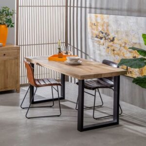 wohnli-moebel-suche-M26090025-1 Esstisch aus Massivholz und Metall 160 x 80 160x76x80cm Holz Braun MSO Möbel Esszimmermöbel Esstische