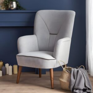Bequemer Designer-Sessel aus grauem Stoff und Holz 79x102x76cm Stoff Grau MSO Sofas und Sessel Sessel, Poufs und Fußbänke Sessel