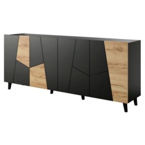 wohnli-moebel-suche-M26090053 Wohnli Möbelsuche - Designer-Sideboard mattschwarz und Eiche 200 cm