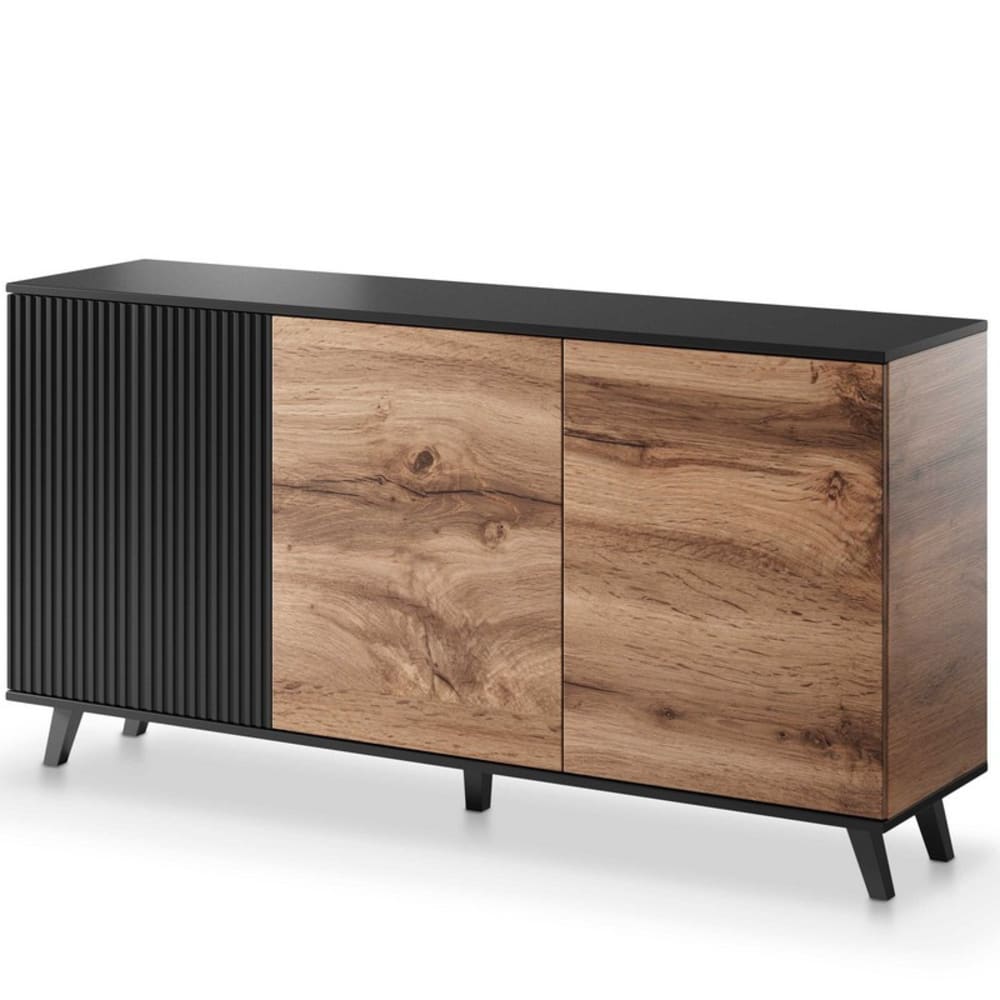 wohnli-moebel-suche-M26090060 Wohnli Möbelsuche - 3-türiges Sideboard aus Wotan-Eiche und Schwarz