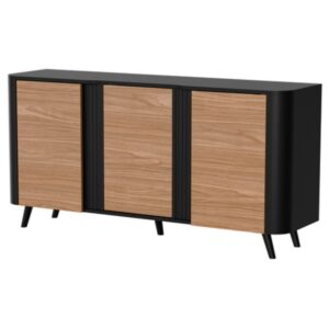 wohnli-moebel-suche-M26090062 Wohnli Möbelsuche - Sideboard aus Schwarz und Holz – abgerundete Kanten – 3 Türen – 150 cm