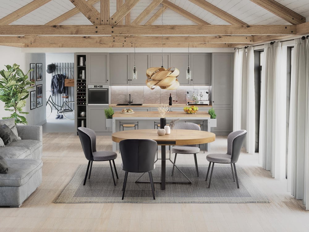 Ausziehbarer Esstisch mit Platte in Eichenoptik 120x80x120cm Holz Braun MSO Möbel Esszimmermöbel Esstische