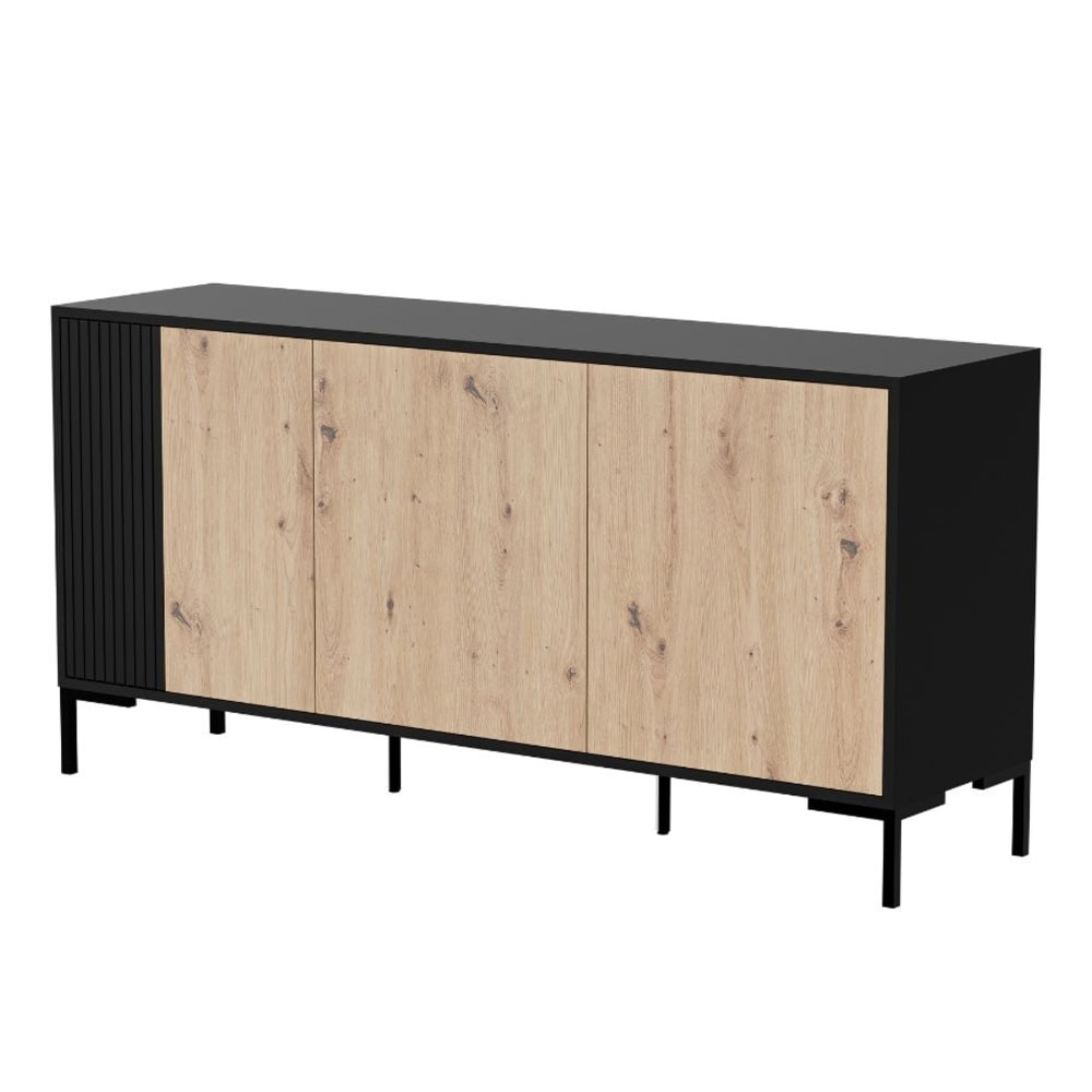 wohnli-moebel-suche-M26090065 Wohnli Möbelsuche - 3-türiges Sideboard aus Schwarz und Holz