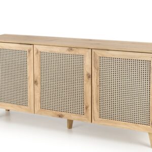 Wohnli Möbelsuche - 3-türiges Sideboard in Natureiche und Rattanoptik